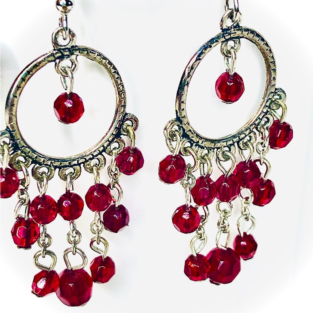 DONATED   Liz Claiborne Silver Drop & Chandelier Western Beaded Earrings - Picture 5 of 5